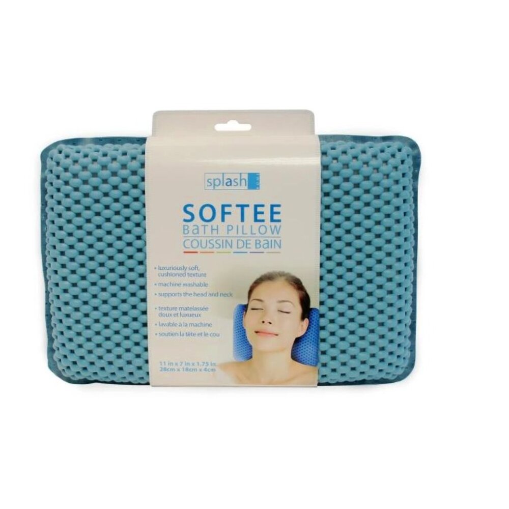 NWT Splash Home Softee Non-Slip Bath Pillow with 2 Strong Suction Cups - Teal